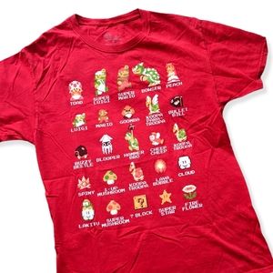 Nintendo Mario and friends  characters t-shirt red size medium
